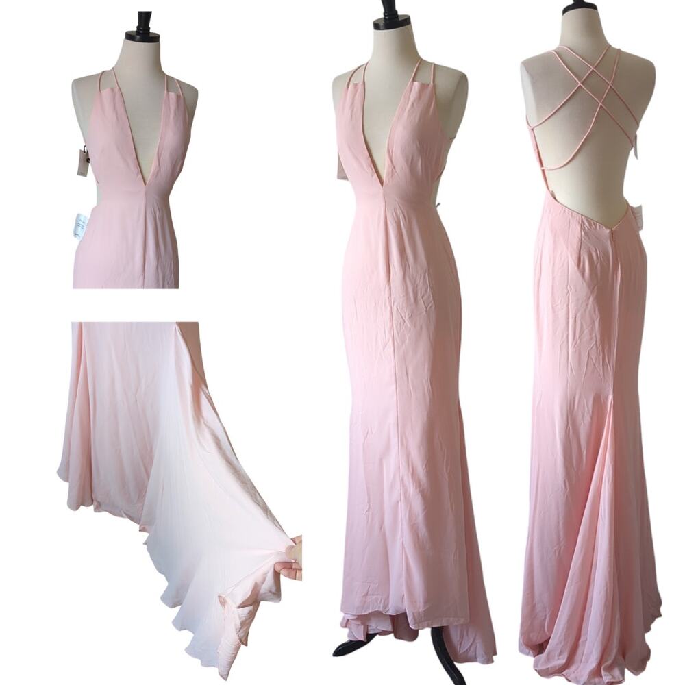 Fame & Partners Womens Maxi Dress Pink Sz 4 Formal Prom Event Train NWT $495
